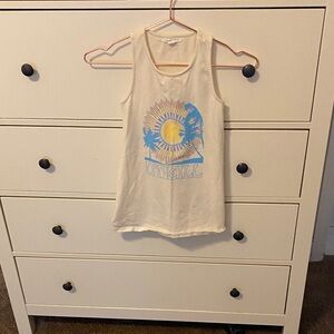 O'Neill Cream Tank Coverup with Blue and Yellow Sun Graphic